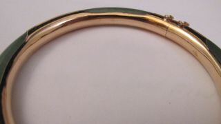 VTG 14k 585 Solid Yellow Gold & Jade Cuff Bracelet 25 Gm.  6 