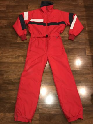 Vtg 70s 80s Mens Large Red Fera One Piece Ski Suit Snow Bib Snowsuit Retro Gaper