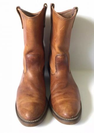 Vintage Red Wing Pecos Style Brown Leather Pull On Work Boots Sz 10.  5 Made In Us