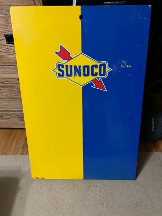 Vintage Sunoco Oil Gas Pump Front Panel With Graphics Sign