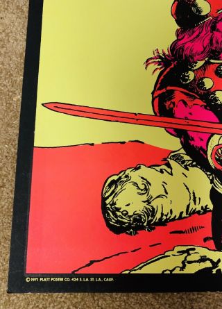 1971 The Barbarians Vintage Black Light Poster Conan Thor Viking 5