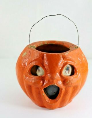 Vintage Halloween Egg Crate Paper Mache Jack - O - Lantern Lantern Insert