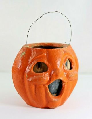 Vintage Halloween Egg Crate Paper Mache Jack - o - Lantern Lantern Insert 2