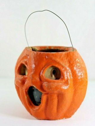 Vintage Halloween Egg Crate Paper Mache Jack - o - Lantern Lantern Insert 3