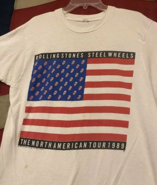 Vintage 80’s Rolling Stones 1989 Steel Wheels Rock Concert Tour T Shirt Xl