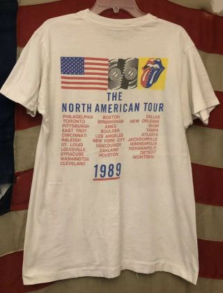 VINTAGE 80’s ROLLING STONES 1989 STEEL WHEELS ROCK CONCERT TOUR T SHIRT XL 3