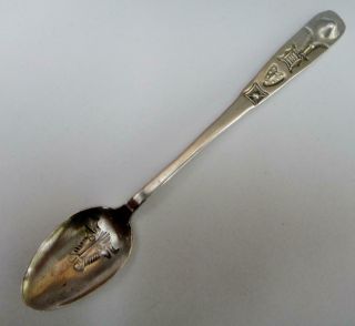 Vintage Hand Crafted Indian Sterling Souvenir Spoon With Steer Head In Bowl