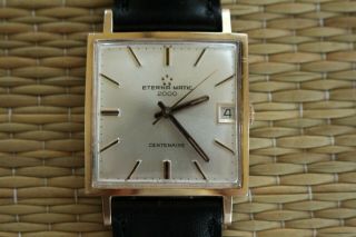 VINTAGE ETERNA - MATIC 2000 SILVER DATE DIAL GOLD CASE CHRONOMETER WATCH BOX SET 4
