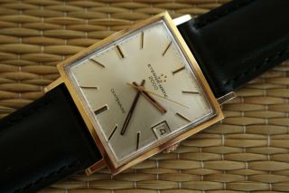 VINTAGE ETERNA - MATIC 2000 SILVER DATE DIAL GOLD CASE CHRONOMETER WATCH BOX SET 5