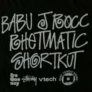 Vintage Stussy Beat junkies Vtech Frequency Babu J Rocc Rhettmatic Shortkut Sz L 4