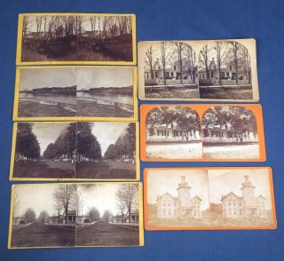 7 Antique Stereoview Cards Newport Ny Herkimer School Main St Perry Park Vorhees