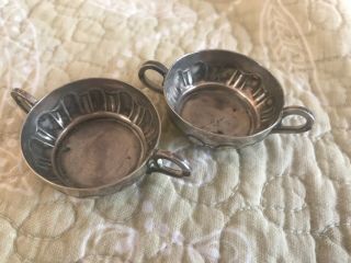 2 Small Antique Georgian Solid Silver Bowls / Pots / Salts ???