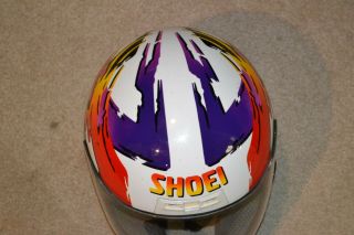 Vintage SHOEI Elite Series DOT LARGE HELMET White Purple Orange Red Pink VISOR 2