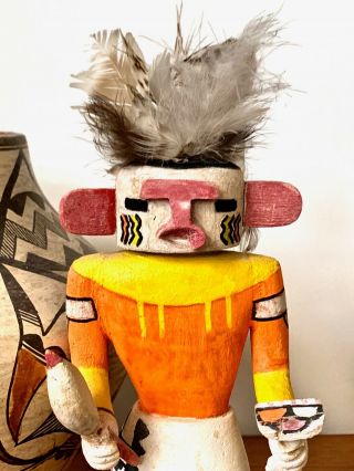 Great Antique / Vtg Carved Painted Kachina Figure Hopi W Feathers