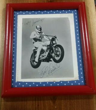 Autographed Evel Knievel 8x10 Photo - Vintage 1970s Framed