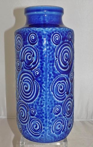 Vintage 60 - 70s Scheurich 282 - 26 Fat Lava Vase West German Blue Swirl