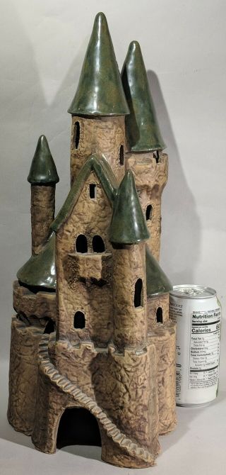 Vintage 16 " Pottery Ceramic Medieval Castle Lit Fairy Slab House San Francisco
