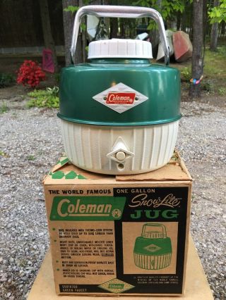 Vintage 60’s Coleman Diamond Logo 1 - Gallon Green Snow - Lite Picnic Jug