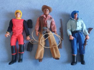 Vintage Mattel 2 Big Jim Figures,  1 Dakota Joe,  Moto Cross,  Police,  Cowboy,