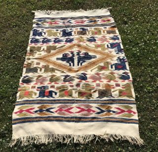 Vintage Wool Blanket Southwest Mexican Latin America Native ? 84 " X 56 "