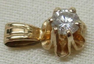 Vintage Solid 14k Yellow Gold Solitaire - Cut Diamond Buttercup Pendant