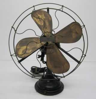 Vtg Antique Century Electric Model 154 Oscillating Fan 4 Brass Blades 16 "