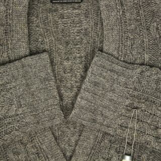 VTG Brooks Brothers Mens Cardigan Sweater 42 Gray Scottish Shetland Wool Cable 3