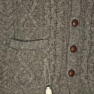 VTG Brooks Brothers Mens Cardigan Sweater 42 Gray Scottish Shetland Wool Cable 4