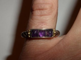 Vintage Amethyst Sterling Silver 18k Ring Italy About Size 9 5.  9 Grams