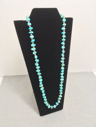 Elegant Vintage Native American Indian Turquoise Stones & Silver Beads Necklace