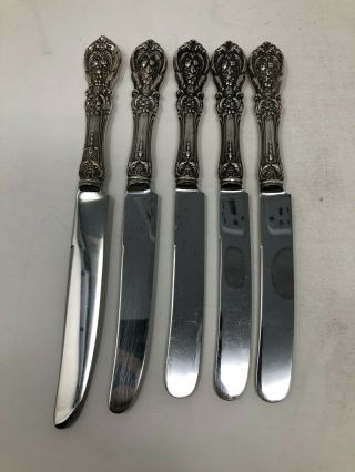 Reed & Barton Francis I Sterling Silver Set 5 Dinner Knives 8 7/8 " - 9 3/4 " Nm