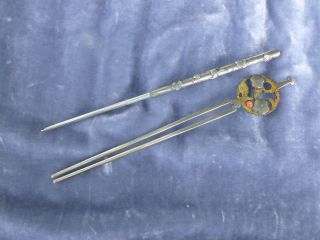 2 Antique Chinese Silver And Mixed Metal Hair Pins