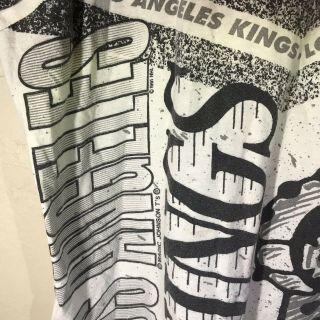 Rare Vintage NHL LA Kings 1991 90s Magic Johnson T’s All Over Print T - Shirt Sz L 2