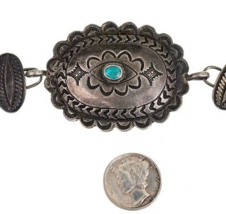 Antique Navajo Squash Blossom Necklace / Concho Belt Turquoise Old Pawn Sterling 5