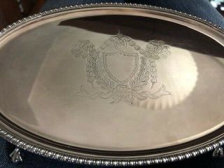 Antique Barker Ellis Silver Plate Footed Butler/Calling Card Tray 2