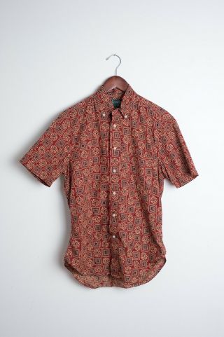 Gitman Vintage - 40th Anniversary Ss Pattern Shirt Size Medium (15) - Red