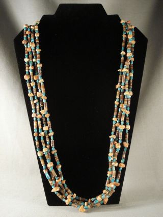 Museum Vintage Santo Domingo Necklace Old Turquoise Coral Vtg