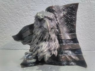 Rare Mark Hopkins Bronze Sculpture " Old Glory " Eagle With American Flag