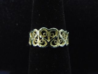 Womens Vintage Estate 14k Yellow Gold Filgree Ring B&m Turkey 1.  7g E2385
