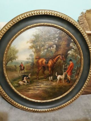 Large Vintage Oil Painting On Board Fox Hunt - After The Hunt