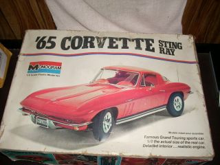 Vintage Monogram 1965 Corvette Sting Ray 1/8 Model Kit Started