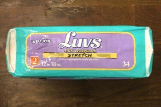 (1) Vintage Luvs Ultra Leakguards Stretch Diapers For Girls & Boys Size 2,  34ct 2