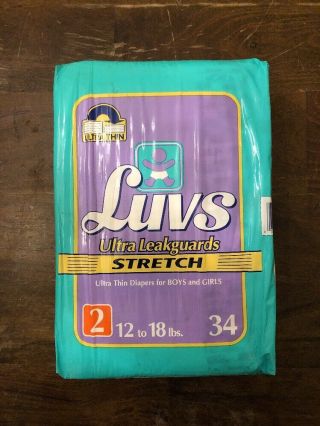 (1) Vintage Luvs Ultra Leakguards Stretch Diapers For Girls & Boys Size 2,  34ct 3