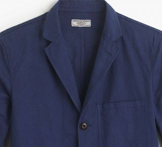 J.  CREW Wallace & Barnes 38R cotton chore blazer cobalt vtg navy blue jacket 38 R 2