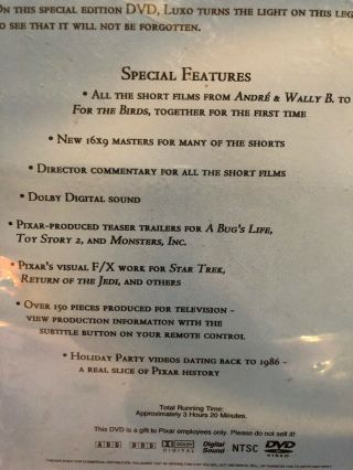 VERY VERY RARE PIXAR Studios MADE IN POINT RICHMOND Film DVD 8