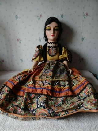 Vintage Composition Boudoir Bed Doll As Found Miss Russia