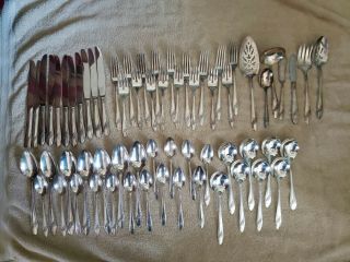 Vtg Oneida Community Queen Bess Ii 64 Piece Silverware Flatware Set