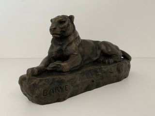 Antique Barye Bronze Panther Of Tunis Statue By F.  Barbedienne Paris Nr
