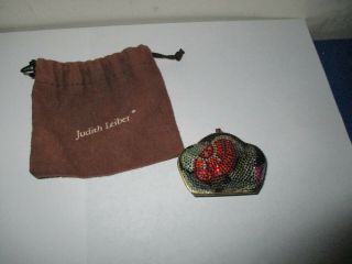 Vintage Judith Leiber Scalloped Crystal Pill Box W/bag