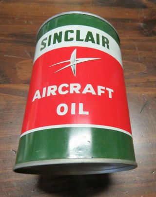 Vintage Sinclair Aircraft Motor Oil Quart Can Gas Station Aviation Wow